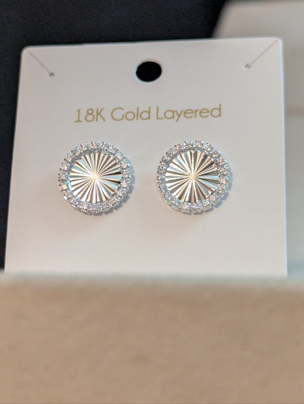 18k White Gold  Radiant Stud Earrings - W080525-04